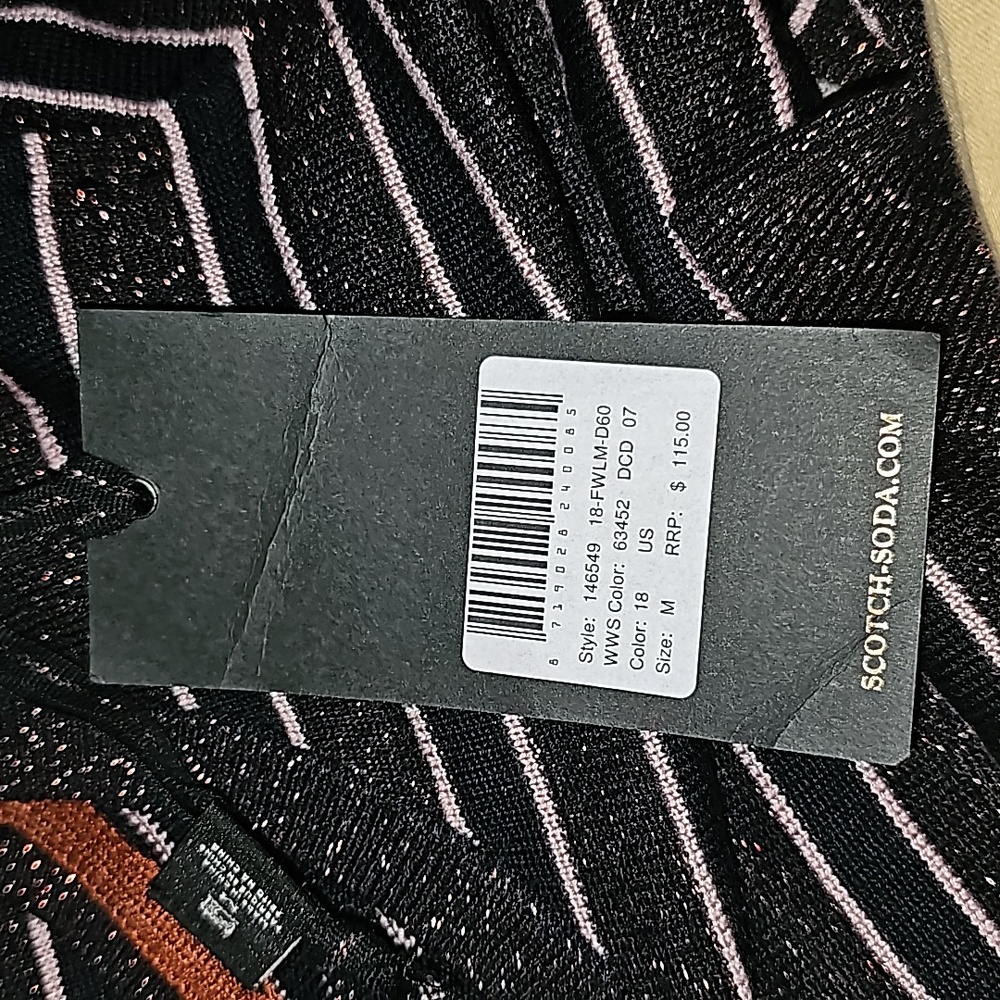 NWT Scotch & Soda Metallic Threaded Striped Scoop Neck Lightweight Sweat… - Picture 5 of 7
